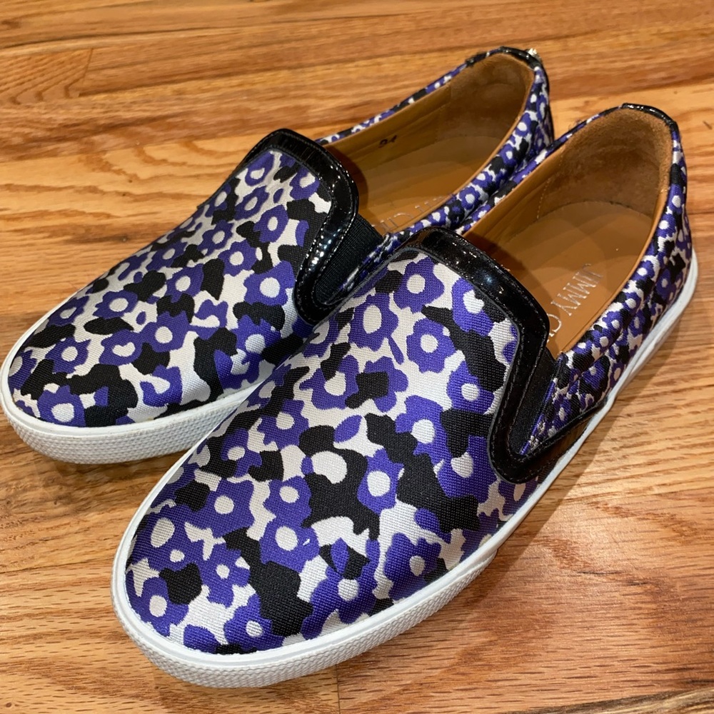 Jimmy Choo Demi Violet Floral Printed Jacquard Slip On Sneakers